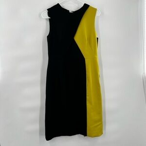 Raoul sheath dress colorblock green black brown 8